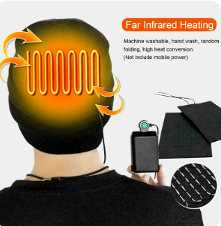 Rechargeable Electric Heated Hat Adjustable and Washable Thermal Cap for Outdoor Fishing Trip Dating Shopping